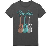 Fender Triple Guitar Official Tee T-Shirt Mens Unisex (Medium) Grey