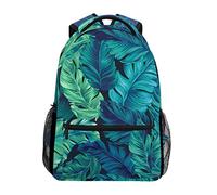 Fender Turquoise Green Tropical Palm Leaves Waterproof School Shoulder Bag Laptop Backpack Art Design Oil Painting Jungle Gym Backpack Outdoor Travel Bag For Kids Boys Girls Women Men