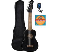 Fender Venice Soprano Ukulele - Black Bundle with Gig Bag Tuner and Austin Bazaar Instructional DVD