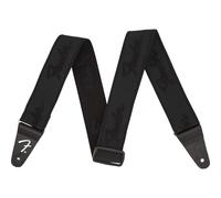 Fender WeighLess Running Logo Guitar Strap, 2in, Black/Black