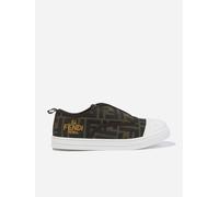 Fendi Kids FF Logo Trainers in Brown - Black - EU 32 UK 13