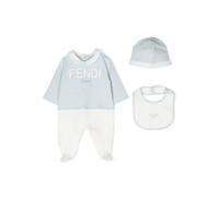 Fendi Kids logo-embroidered cotton babygrow set - Blue 18-24