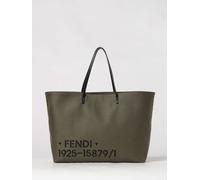 FENDI Roll Cotton Blend Tote Bag with Printed Logo and Double Leather Handles