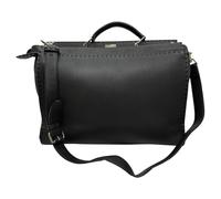 Fendi Women's Preloved Selleria Peekaboo XL Top Handle Bag in Black Leather