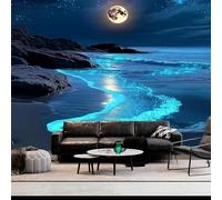 FENDROM 3D Fantasy Nature Sky Tapestry Stunningly Beautiful Moon Over Ocean Wall Hanging Landscape Wall Art Blanket for Bedroom Living Room