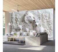 FENDROM 3D Printed White Wolf Family Tapestry, Embossed Wolves Winter Wall Hanging, Fantasy Wild Animals Tapestries Backdrop for Bedroom Living Room Dorm Decor Gift Ideas