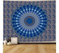 FENDROM Blue Mandala Tapestry Wall Hanging Vintage Tapestries Aesthetic Hippie Wall Decor Bohemian Wall Art Boho Flower Home Decoration for Bedroom,Living Room,Dorm