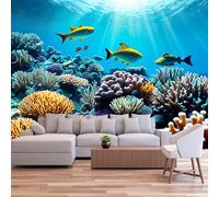 FENDROM Blue Sea Ocean Tropical Fish and Coral Reef in Cave under Deep Sea Wall Hanging Marine Life Creature Tapestry Wall Hanging for Kids Children Bedroom Living Room Dorm Wall Art Home Decor