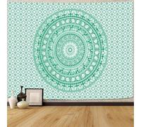 FENDROM Boho Green Mandala Tapestry, Bohemian Sage Green Mandala Art Tapestries Wall Hanging for Teen Girls Bedroom Aesthetic College Dorm Living Room Office Hippie Mandala Decor