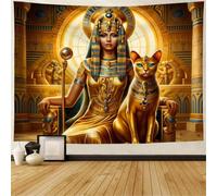 FENDROM Egyptian Queen And Cat Tapestry Boho Ancient Religion Historical Landscape Wall Hanging Aesthetic for Living Room Office Dorm