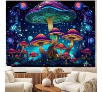 FENDROM Extra Large Enchanted Mushroom Magical Blacklight Tapestry Fairytale Wonderland Galaxy Mushroom Forest Wall Hanging for Bedroom Living Room Decor