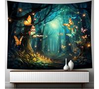 FENDROM Fantasy Forest Tapestry Aesthetic Fairy Galaxy Plant Butterfly Moon Wall Hanging Tapestries For Bedroom Living Room