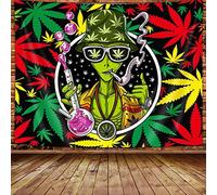 FENDROM Funny Trippy Cool Alien Tapestry Wall Hanging,Weed Tie Dye Aesthetic Hippie Wall Art For Living Room Bedroom Dorm