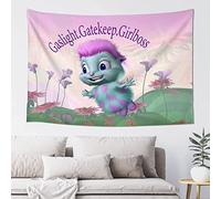 FENDROM Gaslight Gatekeep Girlboss Bibble Pink Meme Tapestry For Bedroom College Dorm Wall Hanging Home Decor Bibble Funny Tapestry