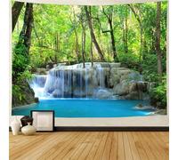 FENDROM Green Misty Forest Tapestry Nature Jungle Streams Wall Art Home Decor Landscape Wall Hanging for Living Room Bedroom Decoration