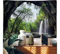 FENDROM Green Misty Forest Tapestry Wall Hanging Nature Mountain Cave Landscape Tapestry Waterfall River Tapestries for Bedroom Living Room Dorm Decor