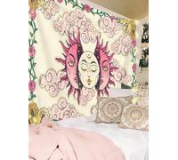 FENDROM Hippe Boho Sun and Moon Tapestry Trippy Celestial Aesthetic Tapestries Mystical Cosmic Burning Sun Wall Hanging Blanket for Bedroom Living room Dorm