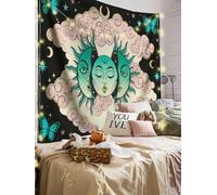 FENDROM Hippe Boho Sun and Moon Tapestry Trippy Celestial Aesthetic Tapestries Mystical Cosmic Burning Sun Wall Hanging Blanket for Bedroom Living room Dorm