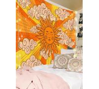 FENDROM Hippe Boho Sun and Moon Tapestry Trippy Celestial Aesthetic Tapestries Mystical Cosmic Burning Sun Wall Hanging Blanket for Bedroom Living room Dorm