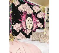 FENDROM Hippe Boho Sun and Moon Tapestry Trippy Celestial Aesthetic Tapestries Mystical Cosmic Burning Sun Wall Hanging Blanket for Bedroom Living room Dorm