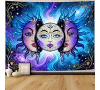 FENDROM Hippe Boho Sun and Moon Tapestry, Trippy Colorful Tapestries Mystic Aesthetic Burning Sun Moon Wall Hanging Blanket for Bedroom Living room Dorm