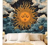 FENDROM Hippie Burning Sun Tapestry Wall Hanging for Bedroom Aesthetic,Vintage India Boho Sunflowers Clounds Constellation Tapestries for Bedroom Living Room Dorm