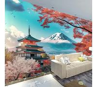 FENDROM Japanese Pink Sakura Tapestry Cherry Blossoms Temple Mountain Fuji Japan Wall Hangings Tapestry for Bedroom Living Room Dorm