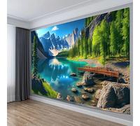 FENDROM Landscape Sunset View of Moraine Lake & Mountain Range Tapestry Forest Tree Tapestries Tranquil Lake Nature Landscape Tapestry Wall Hanging for Room
