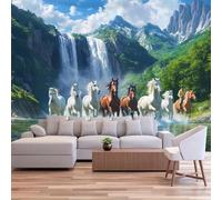 FENDROM Luxurious 3D Running Horses Tapestry Galloping Wild Animal Lifelike Running In the Water Painting Honor Grace Theme Wall Hanging Indigenous Poster for Bedroom Living Room