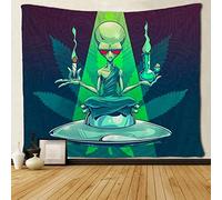 FENDROM Magical Trippy Psychedelic Tapestry Cool Alien Weed Tapestry Wall Hanging Hippie Art Home Decoration Dorm Decor for Living Room