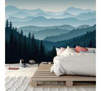 FENDROM Misty Forest Tapestry, Foggy Tree Mountains Wall Hanging Nature Pine Watercolor Woodland Wall Art for Bedroom Living Room