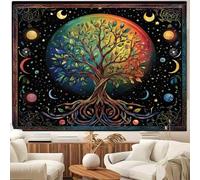 FENDROM Moon Phase Tree of Life Tapestry Galaxy Sun and Moon Flower Plant Tapestries Boho Mandala Spiritual Aesthetic Wall Hanging Backdrop Blanket for Bedroom Living Room Dorm Decor