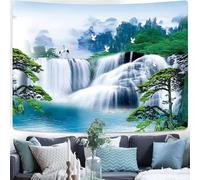 FENDROM Nature Tapestry Wall Hanging, Mountain Forest Waterfall River Landscape Tapestry Home Decor, Fairy Tale World Cherry Blossom Scene Aesthetic Tapestry for Bedroom Living Room