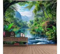 FENDROM Nature Tropical Rain Forest Tapestry Fantasy Landscape Mountain River Jungel Wall Hanging Tapestries for Bedroom Living Room Dorm