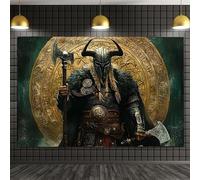 FENDROM Norse Viking Tapestry Odin Warrior Sword Axe Raven Tapestries Square Knot Tattoo Wall Hanging Nordic Meditation Runes for Men Bedroom Aesthetic Gothic Room Home Decor