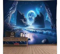 FENDROM Planet Tapestry Moon Night Galaxy Space Mystical Landscape Mountain Fantasy Aesthetic Magic River Wall Hanging for Bedroom Living Room Dorm