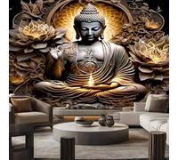 FENDROM Sitting Golden Buddha Tapestry Wall Hanging Buddhist Statue Tapestries Vintage Fire Lotus Meditation Wall Decor Zen Art Psychedelic Tapestry for Bedroom Living Room Home Decor