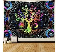 FENDROM Tree of Life Tapestry Trippy Sun and Moon Tapestries Galaxy Stars Space Tapestry Colorful Boho Aesthetic for Bedroom Living Room