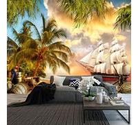 FENDROM Tropical Beach Tapestry Wall Hanging Sailboat Green Palm Trees Ocean Wall Tapestry Summer Vacation Tapestries for Bedroom Living Room Dorm Party Decor
