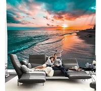FENDROM Tropical Ocean Sunset Landscape Tapestry Wall Hanging, Sea Beach Golden Sunshine Waves Tapestries Wall Art for Dorm Living Room College Bedroom