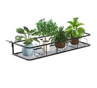 feneihe Decorative Hanging Metal Plant Stand & Fireplace Guard, Curved Fire Fender for Wood Burners & Balcony Railing Planter Holder, Durable Iron Multi-Functional Hearth Guard for Home and Garden Bl