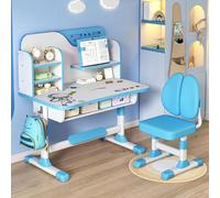 feneihe Kids Desk and Chair Set,Desk for Kids,Kids Desk and Chair Set 5-8 Year Old,Desk for Kids,Children's Desks with Golden Distance Design,Homeschooling Writing Desk with Desktop for Boys and Girl