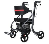 feneihe Lightweight Rollator Walker with Seat - Foldable Aluminium Walking Frame with Wheels (20cm), All Terrain Mobility Aid for Elderly - Height Adjustable with Brakes & Bag Silver