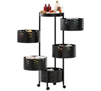 feneihe Vegetable Rack,Vegetable Storage,veg storage,5 Tiers Vegetable Storage Rack,Kitchen Fruit Storage Basket Rotating Round Vegetable Rack with Wheels Movable Kitchen Storage Rack for Kitchen Sto