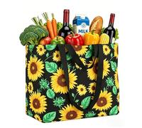 FENELY Extra Large Reusable Canvas Grocery Bags Heavy Duty Foldable 6 Pockets 2 Handles Multi Compartment Tote for Shopping