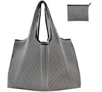 FenFang Reusable Shopping Bags Foldable, Extra Large Grocery Bag, Washable Pocket Shopper Bag, Lightweight Handbag Tote Bag Portable Pouch for Daily Travel Picnic, 56 X 67 cm (White)