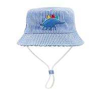 FenFang Toddler Bucket Sun Hat, Kids Summer Fisherman Hats for Baby Infant Boys Girls, Wide Brim Beach Cap, Dinosaur Fisher Hat with Adjustable Chin Strap (2-4 Years, Light Blue)
