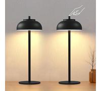 FenFud Cordless Table Lamps Rechargeable - 5000mAh Battery Operated Table Lamp, 3 Color Stepless Dimming Portable LED Table Light for Restaurant/Bedroom/Bars/Cafe/Outdoor/Camping(Black 2 Pack)