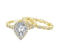 Feng Shui， 1.25CT 925 Sterling Silver Bridal Ring Sets Teardrop CZ Engagement Rings Vintage Pear Promise Rings Marquise Wedding Bands for Women Size 4-11