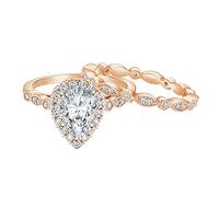 Feng Shui， 1.25CT 925 Sterling Silver Bridal Ring Sets Teardrop CZ Engagement Rings Vintage Pear Promise Rings Marquise Wedding Bands for Women Size 4-11